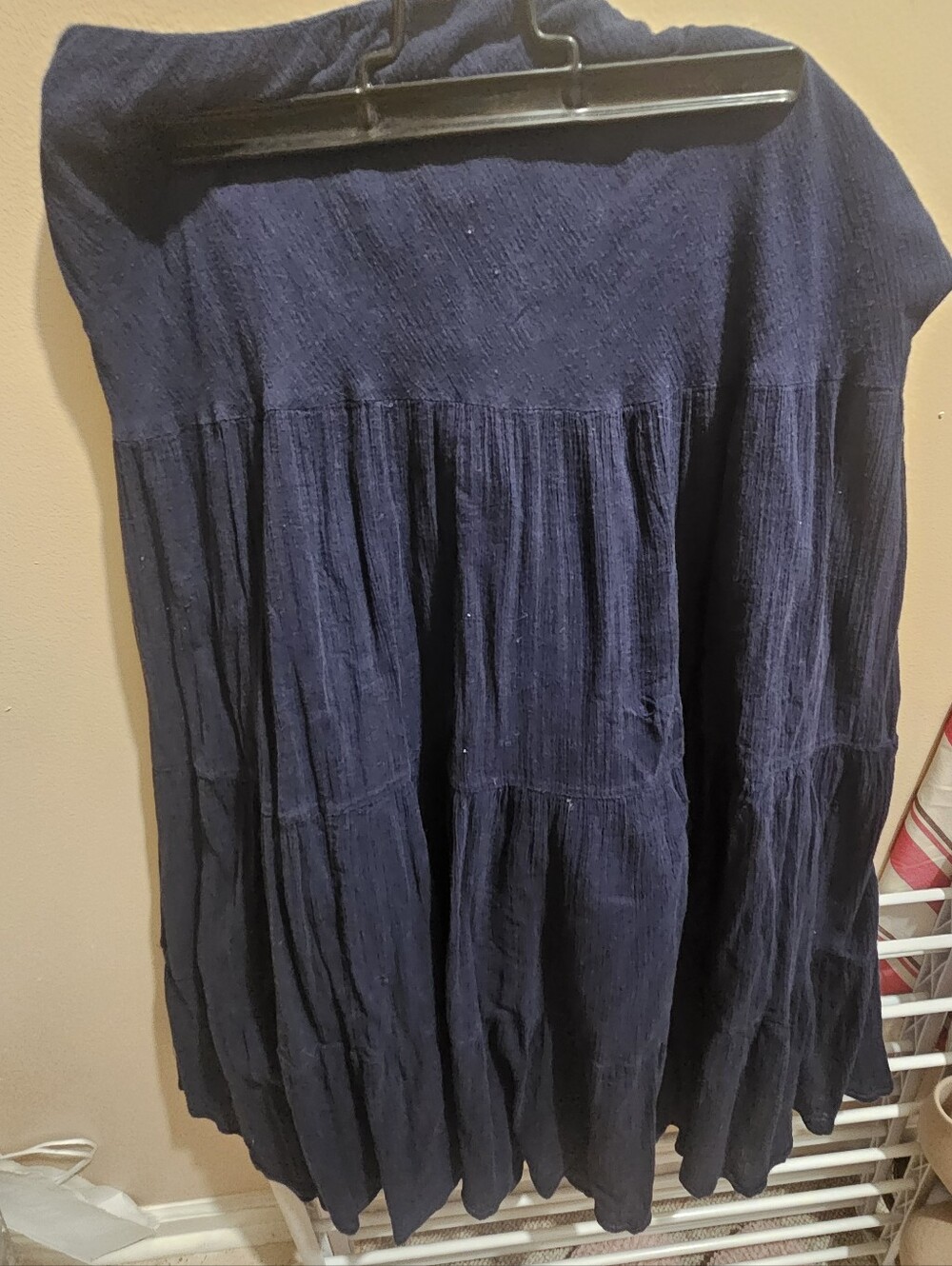 Navy Tiered Maxi Skirt